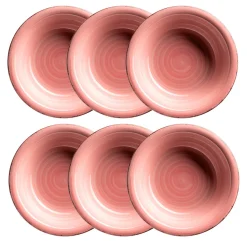 Die moderne Hausfrau Suppenteller-Set, Steingut LUMACA Koralle