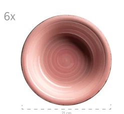 Die moderne Hausfrau Suppenteller-Set, Steingut LUMACA Koralle