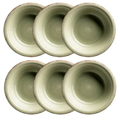 Die moderne Hausfrau Suppenteller-Set, Steingut LUMACA Olivgrün