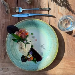 Die moderne Hausfrau Suppenteller-Set, Steinzeug Flussufer blau, grün, weiß