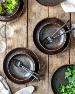 Die moderne Hausfrau Suppenteller-Set, Steinzeug Glockenklang