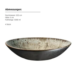 Die moderne Hausfrau Suppenteller-Set, Steinzeug Carellia Grau