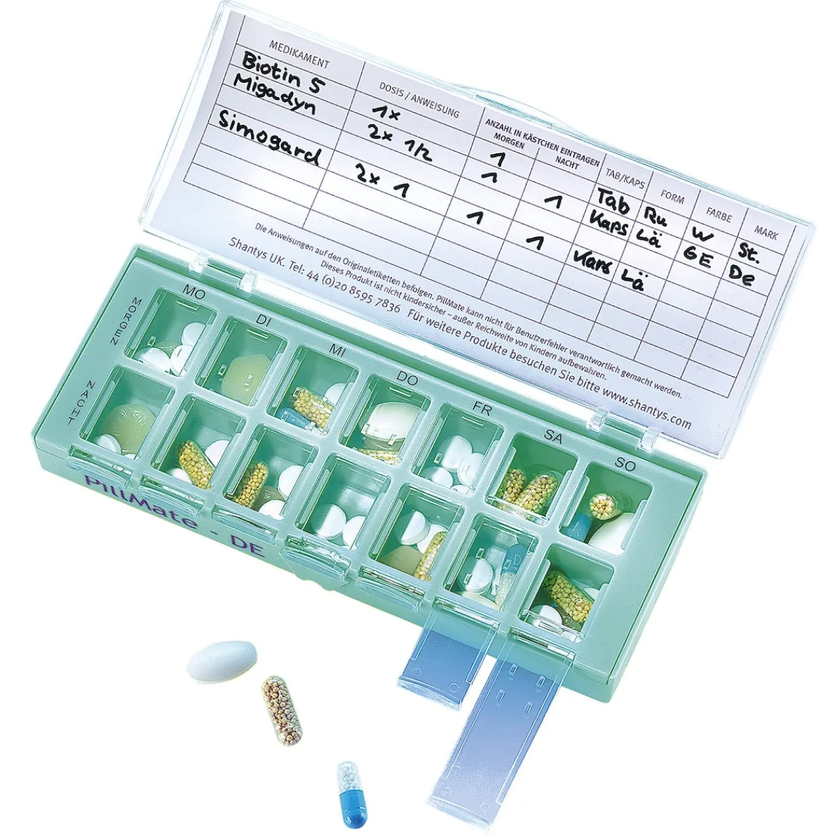 Die moderne Hausfrau Tablettenbox 7 Tage, inkl. 2 Fächer pro Tag