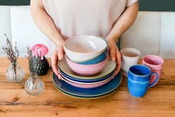 Die moderne Hausfrau Tafelservice, Keramik OSSIA Sand, Hellblau