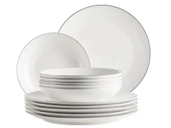 Die moderne Hausfrau Tafelservice, Porzellan Felise Weiß / Schwarz