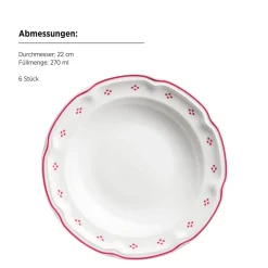 Die moderne Hausfrau Tafelservice, Porzellan Lova Weiß / Rot