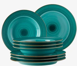 Die moderne Hausfrau Tafelservice, Porzellan Prospero Blau