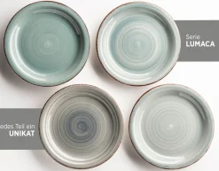Die moderne Hausfrau Tafelservice, Steingut Lumaca Rauchblau