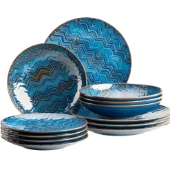 Die moderne Hausfrau Tafelservice, Steinzeug Aquamarine