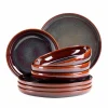 Die moderne Hausfrau Tafelservice, Steinzeug Elina Uno Rot / Braun