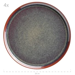 Die moderne Hausfrau Tafelservice, Steinzeug Elina Uno Rot / Braun