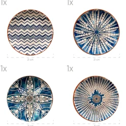 Die moderne Hausfrau Tafelservice, Steinzeug Iberico Blue 6 x Speiseteller, 6 x Suppenteller