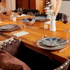 Die moderne Hausfrau Tafelservice, Steinzeug Iberico Blue 6 x Speiseteller, 6 x Suppenteller