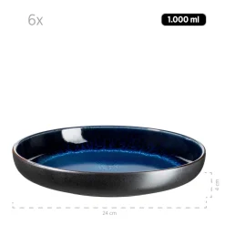 Die moderne Hausfrau Tafelservice, Steinzeug NIARA Schwarz / Blau