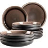 Die moderne Hausfrau Tafelservice, Steinzeug NIARA Schwarz / Grau