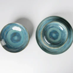 Die moderne Hausfrau Tafelservice, Steinzeug TIEFER SEE Blau / Grün