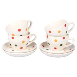 Die moderne Hausfrau Tassen-Set „Kunterbunt“ mit Untertassen, 8-teilig, je 200 ml