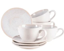 Die moderne Hausfrau Tassen-Set, Steinzeug Frozen Weiß