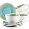 Die moderne Hausfrau Tassen-Set, Steinzeug Frozen Grün