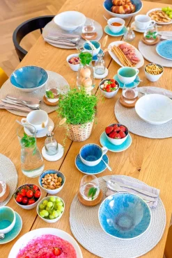 Die moderne Hausfrau Tassen-Set, Steinzeug Frozen Grün