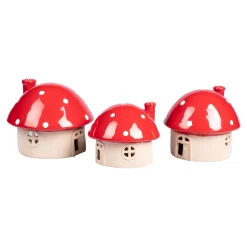Die moderne Hausfrau Teelicht-Haus „Pilz“ Häuser-Set, 3-teilig