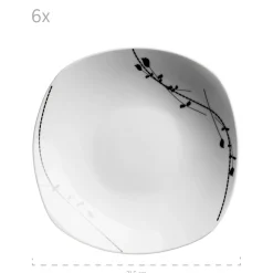 Die moderne Hausfrau Tellerset, Porzellan Londra 6 x Speiseteller, 6 x Suppenteller, 6 x Dessertteller