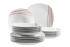 Die moderne Hausfrau Tellerset, Porzellan Sencilla 6 x Speiseteller, 6 x Suppenteller, 6 x Dessertteller