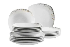 Die moderne Hausfrau Tellerset, Porzellan Space Dust 6 x Speiseteller, 6 x Suppenteller, 6 x Dessertteller