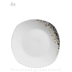 Die moderne Hausfrau Tellerset, Porzellan Space Dust 6 x Speiseteller, 6 x Suppenteller, 6 x Dessertteller