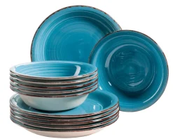 Die moderne Hausfrau Teller-Set, Steingut Lumaca Dunkelblau