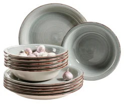 Die moderne Hausfrau Teller-Set, Steingut Lumaca Rauchblau