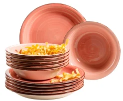 Die moderne Hausfrau Teller-Set, Steingut Lumaca Koralle