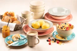 Die moderne Hausfrau Teller-Set, Steingut Lumaca Laguna