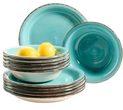 Die moderne Hausfrau Teller-Set, Steingut Lumaca Laguna