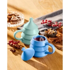 Die moderne Hausfrau Weihnachtstasse „Tannenbaum“ mit Deckel, 270 ml grün