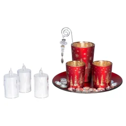 Die moderne Hausfrau Weihnachtsteller-Set inkl. 3 LED-Kerzen