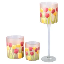 Die moderne Hausfrau Windlichter-Set „Tulpen“, 3-teilig