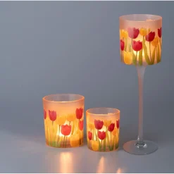 Die moderne Hausfrau Windlichter-Set „Tulpen“, 3-teilig