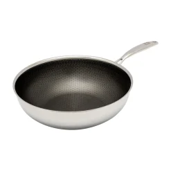 Die moderne Hausfrau Wok mit Wabenstruktur, Edelstahl, 28 cm