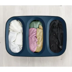 Die moderne Hausfrau Wäschesammler, Wäschekorb Tota Trio mit Deckel, 3 Fächer, 90 l schwarz