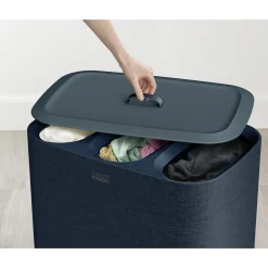 Die moderne Hausfrau Wäschesammler, Wäschekorb Tota Trio mit Deckel, 3 Fächer, 90 l schwarz