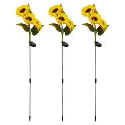 Die moderne Hausfrau XXL-LED-Solar-Gartenstecker "Sonnenblumen", 3 Stück